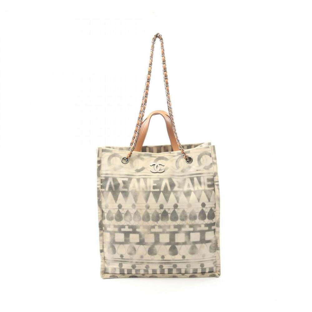 CHANEL Brown Leather Logo Tote Bag - Picture 1 of 13